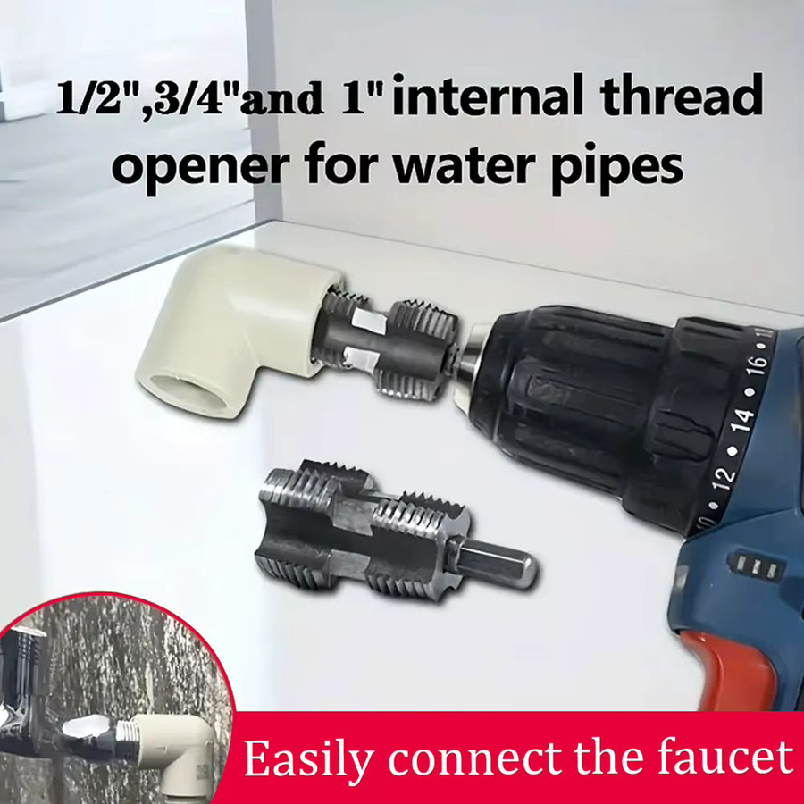 Stookits 13-teiliges PVC-Rohrgewindeschneidset für Elektrobohrer mit 1/2 Zoll, 3/4 Zoll und 1 Zoll Gewindeschneidern für Sanitärinstallationen - Bild 3