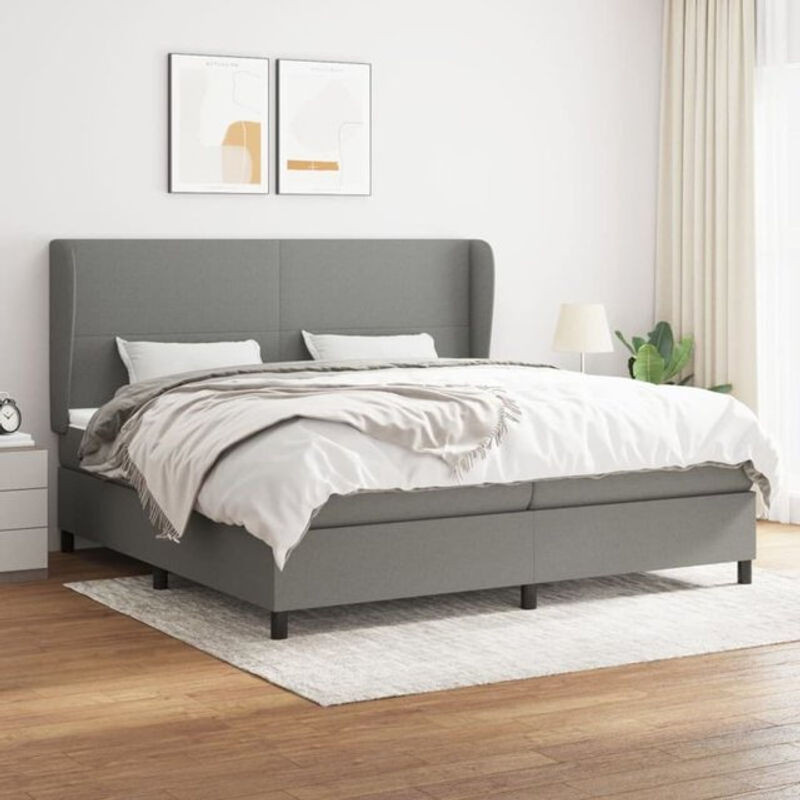 vidaxl Boxspringbett mit Matratze aus Stoff in Dunkelgrau B/T/H: 200 x 200 x 118 cm - Bild 1