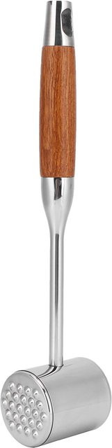 CosyHome Fleischklopfer Hammer aus 304 Edelstahl mit Holzgriff, Doppelseitiges Fleischzartmacher-Werkzeug, Silber/Braun - Bild 1