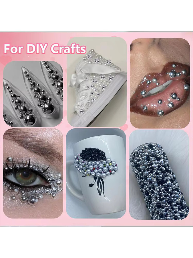 HotPress Nagel Charms, Silber, 2-8mm, 12 Grids, mit 2 Werkzeugen - Bild 4