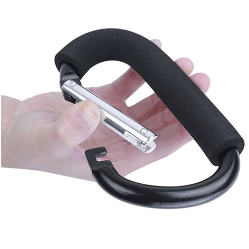 Großer Karabiner Haken aus Aluminium in Gold für Kinderwagen und Taschen als praktischer Organizer mit Federverschluss - Bild 6