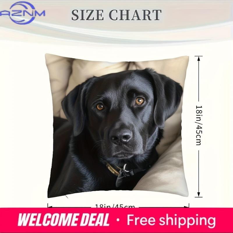 Kissenbezug mit schwarzem Labrador Retriever Aufdruck von Shunika Chen, Farbe: Schwarz, B/T/H: 18 x 18 x 0 cm - Bild 2