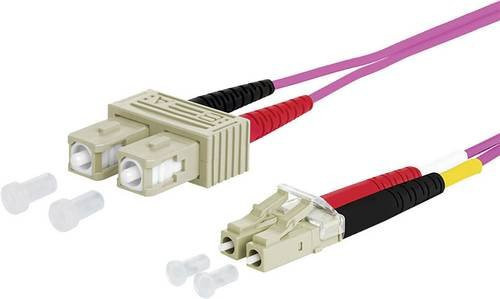 Metz Connect Glasfaser LWL Anschlusskabel 5,00 m Violett 50/125 µ Multimode OM4 mit 2x SC-Stecker und 2x LC-Stecker - Bild 1