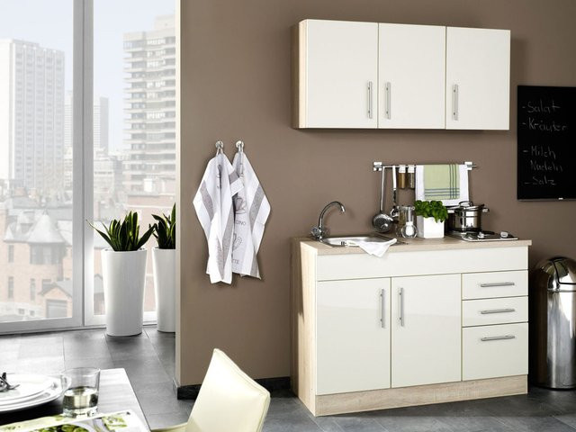 HELD Küche Torino Hochglanz-Creme und Eiche-Sonoma, Breite: 120 cm - Bild 1