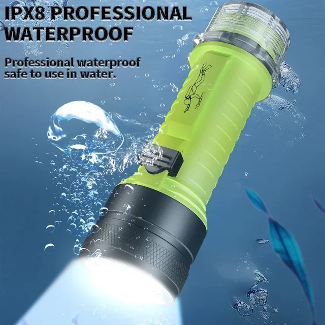 JIASHUAIXIN LED-Tauchlampe P50 in Schwarz für professionelles Nachttauchen und Tiefwasser, superhell und wasserdicht - Bild 1