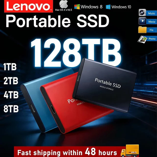 Lenovo SSD externe Festplatte USB 3.1 tragbare Hochgeschwindigkeitsfestplatte in Blau - Bild 1