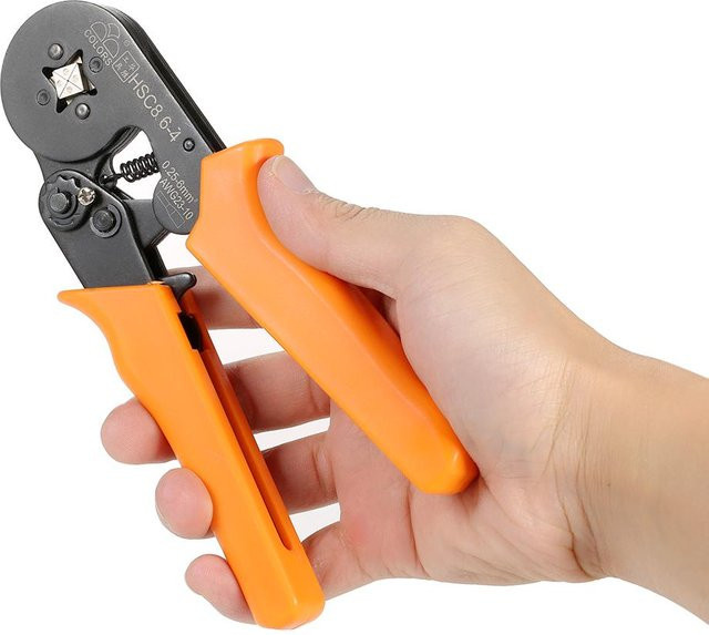 Meterk Professionelle Aderendhülsen-Crimpzange mit Selbst-Einstellung in Grau und Orange - Bild 1