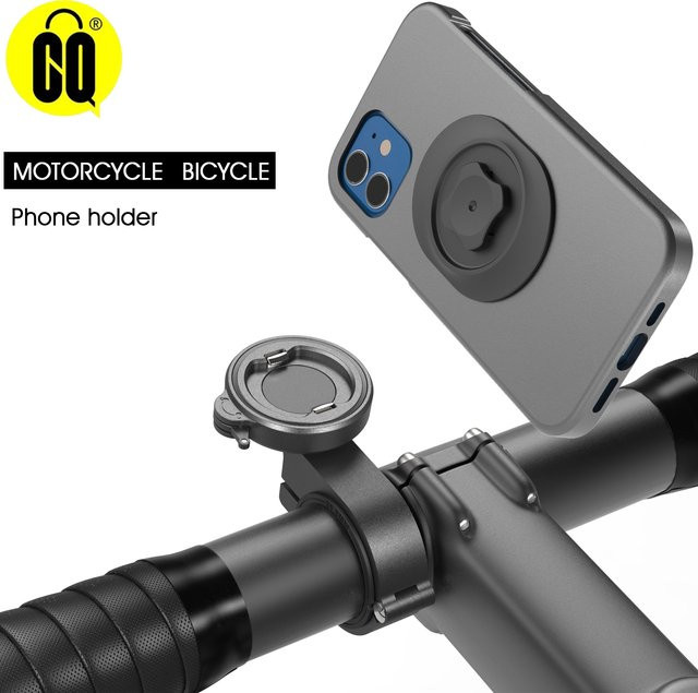 CQ Universelle Aluminium Fahrrad und Motorrad Smartphone Halterung mit Lenkerklemme für iPhone Navigation in Schwarz - Bild 1