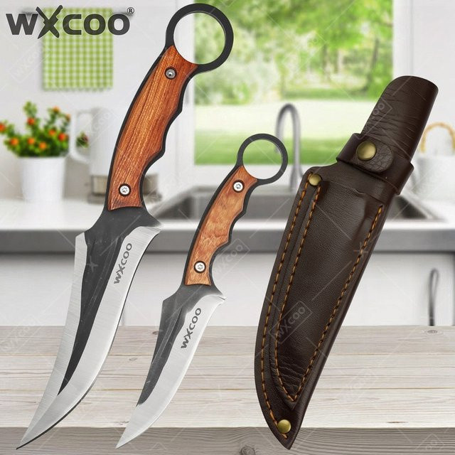 WXCOO Multifunktionales Küchenmesser aus handgeschmiedetem Edelstahl mit Holzgriff als Fleischbeil und BBQ-Messer - Bild 1