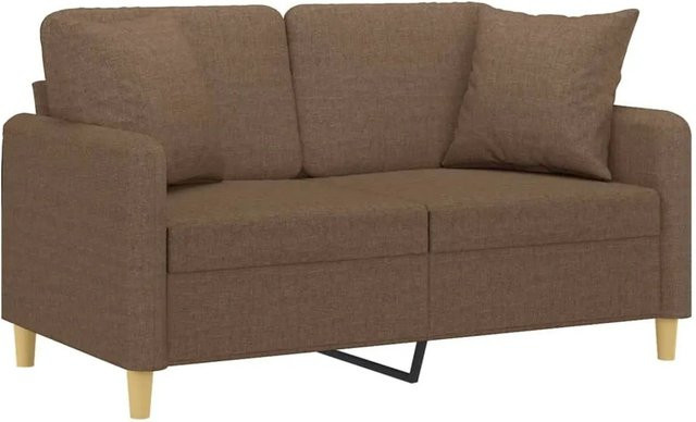 vidaXL 2-Sitzer-Sofa Braun mit Zierkissen, Modernes Polstersofa aus Stoff mit Metallrahmen, Breite: 120 cm, Höhe: 80 cm, Tiefe: 77 cm - Bild 1