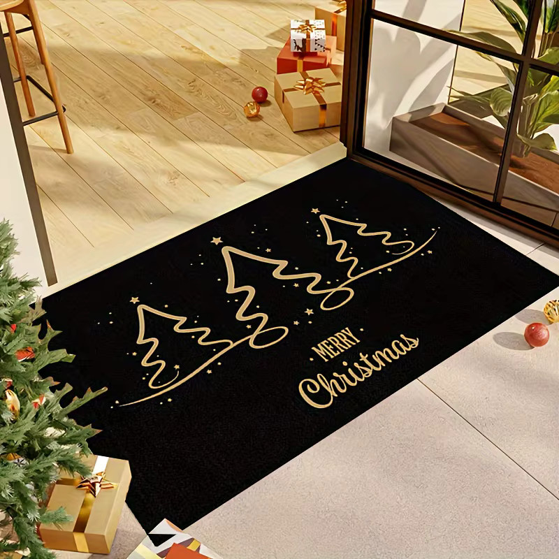 VIKAMA Weihnachtsteppich Set mit 3 Weihnachtsbaum-Motiven in Schwarz, Rechteckig, B/T: 60 x 40 cm - Bild 2
