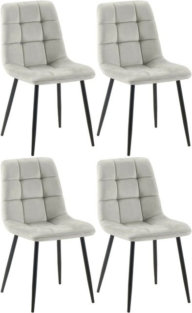 4er Set Esszimmerstühle DELUKE FIGAD aus Samt in Grau mit Steppmuster, B/T/H: 45 x 55 x 84 cm - Bild 1