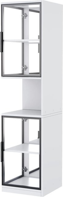 okwish Vitrinenschrank mit LED Beleuchtung und Glastüren in Weiß, B/T/H: 42 x 44 x 205 cm - Bild 1