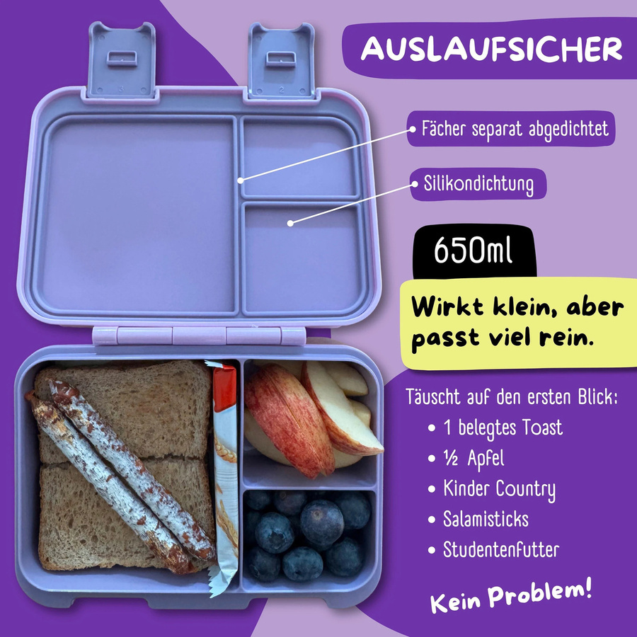 Bearfoot Brotdose in Purple, BPA-frei, mikrowellen- und spülmaschinenfest - Bild 3