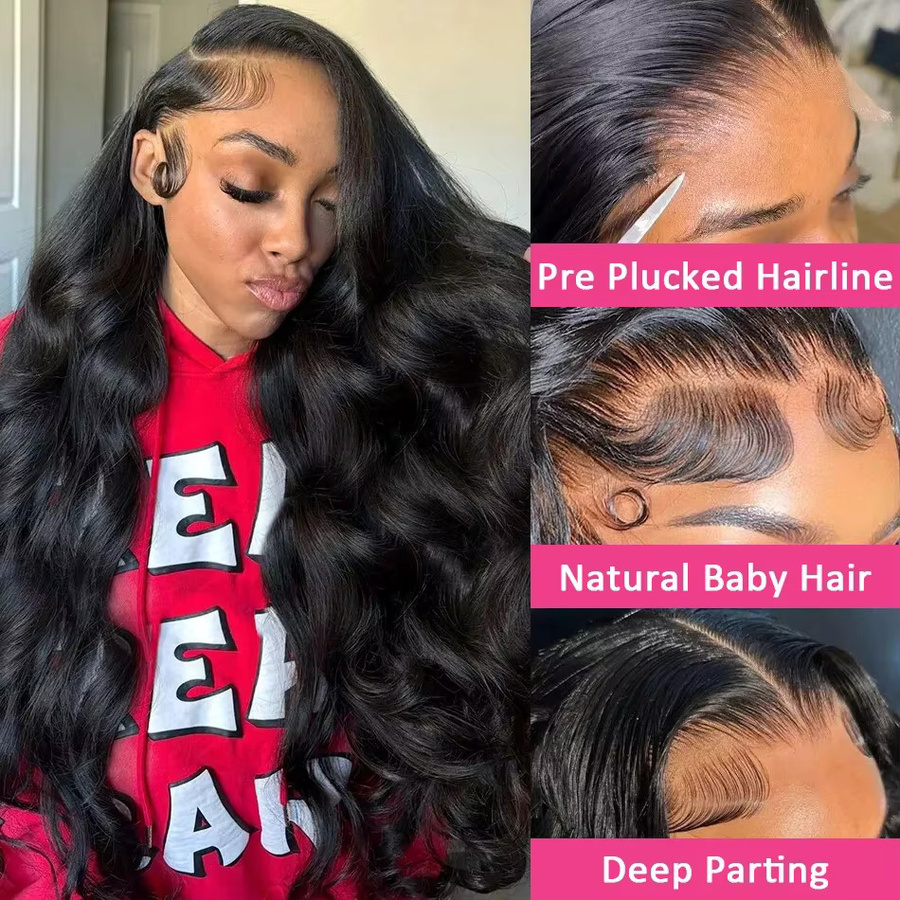 UEENLY Lace Frontal Perücke, Body Wave, Echthaar, Damen - Bild 3