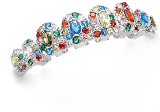 madis Grillz Zähne Set, Regenbogen, Messing, Silber, Unisex - Bild 1