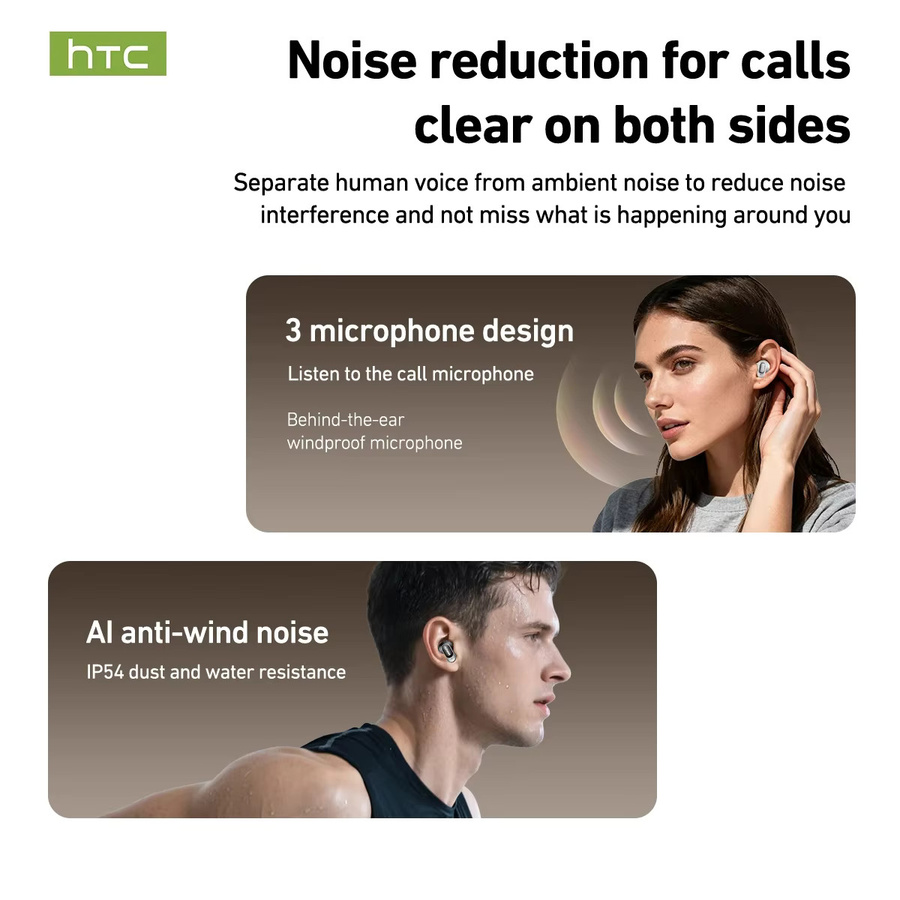 HTC NE79 TWS Kabellose Bluetooth-Kopfhörer mit KI-Übersetzer und Geräuschunterdrückung in Schwarz oder Blau - Bild 2
