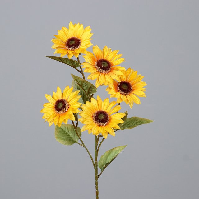 Kunstblume Sonnenblumenzweig in Gelb aus Kunststoff - Bild 1