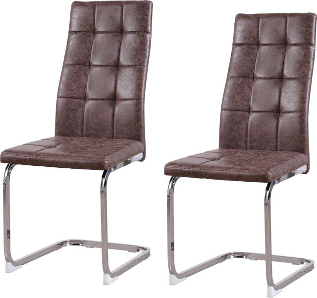 HTI-Living Schwingstuhl Ginny Vintage 2er Set in Braun mit Kunstleder und Metallgestell - Bild 1