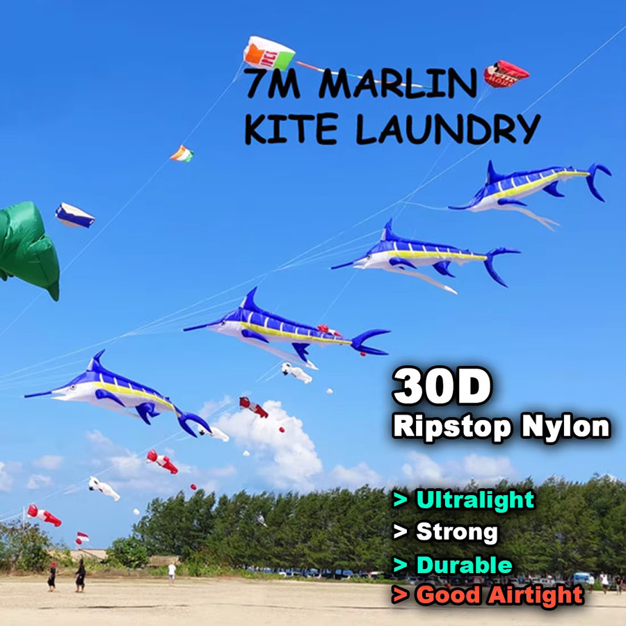 9KM DWLIFE Marlin-Fisch-Lenkdrachen, aufblasbarer Outdoor-Tier-Showdrachen, Blau - Bild 3