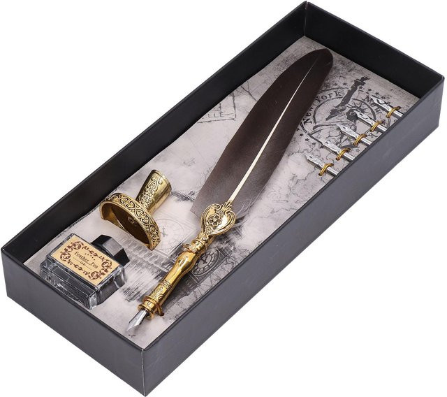 GoolRC Vintage Federkiel in Braun und Gold aus Stahl für elegantes Schreiben - Bild 1