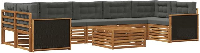 vidaXL Outdoor-Sofagarnitur aus Akazienholz mit 8 Sitzplätzen in Natur und Anthrazit - Bild 1