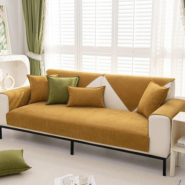 Yiran Furniture Chenille Sofabezug für dein Wohnzimmer, rutschfest und wasserabweisend, Gelb, B/H: 30 x 50 cm - Bild 1