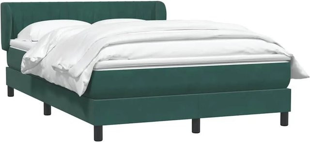 vidaXL Boxspringbett mit Matratze in Dunkelgrün aus Samt, Hybrid-Design mit Taschenfederkern, B/T/H: 160 x 220 x 88 cm - Bild 1