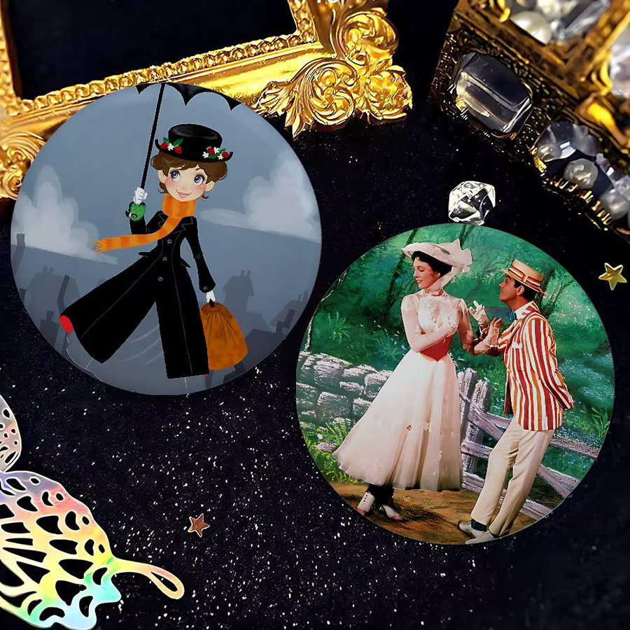 Brosche Weißblech, Bunt, Mary P-Poppins Abzeichen - Bild 3