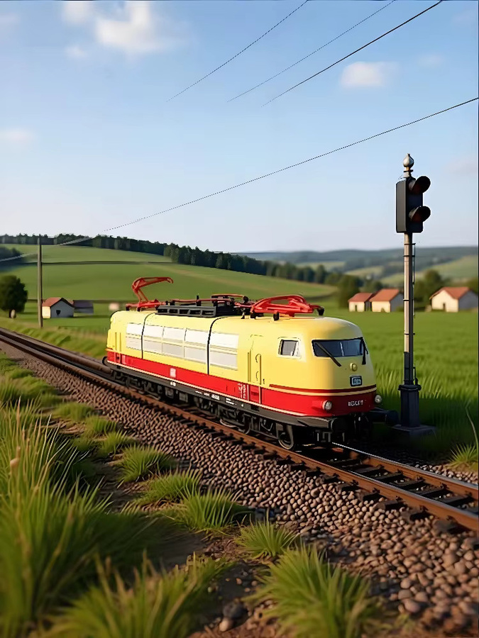 HO Typ 1/87 Zugmodell Vintage Retro Lokomotive BR103226-7, Statisches Simulationsmodell, 1:87 (Spur H0), Gelb - Bild 1
