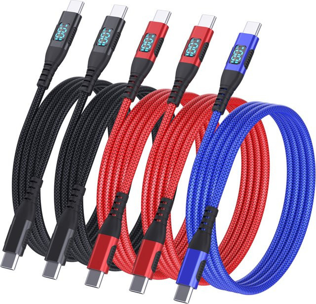 LAIHONEN USB-C auf USB-C Schnellladekabel mit 100 W und 5 A, langlebiges Nylon-Datensynchronisationskabel mit 480 Mbit/s für iPhone 16 15 14, iPad und Samsung - Bild 1