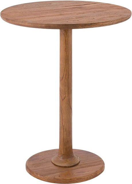 DELUKE Beistelltisch MERLE aus Mindi-Holz rund in Braun, rustikal-moderner Couchtisch für Wohnzimmer und Flur, B/T/H: 50 x 50 x 65 cm - Bild 1