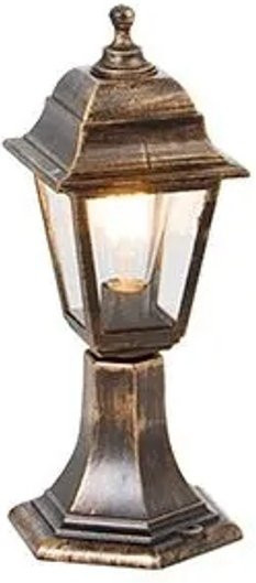 QAZQA Klassische Außenleuchte Poller in Gold, IP44 wetterfeste Gartenleuchte für Terrasse und Haustür, E27, Höhe: 44 cm - Bild 1