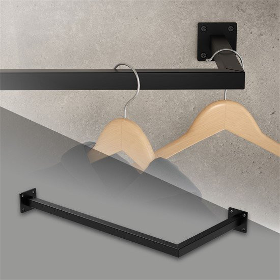 ML-Design Kleiderstange für die Wandmontage in L-Form aus Stahl, Schwarz matt, B: 60 cm, H: 30 cm, T: 30 cm - Bild 1