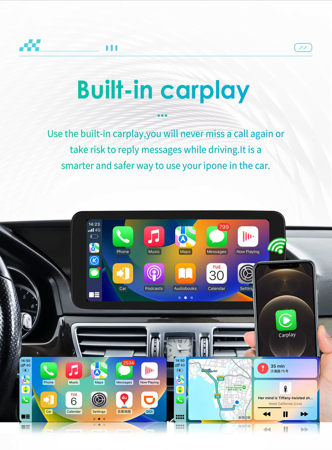 OSSURET Android 13 Autoradio für Mercedes Benz W212 E-Klasse NTG 4.0 4.5 5.0 E200 E230 E260 E300 S212 Multimedia-Player mit 10,25 Zoll Display, 4G und Carplay in Schwarz - Bild 3