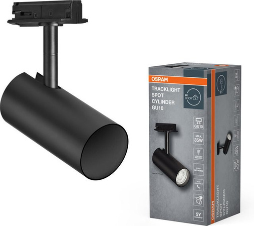 Osram Tracklight Schienensystem Leuchte, schwarz, modernes Zylinder-Design aus Metall