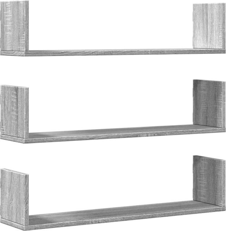 Vidaxl Wandregal Set aus 3 Stück in Grau Sonoma aus Holzwerkstoff, B/T/H: 80 x 18 x 18 cm - Bild 1