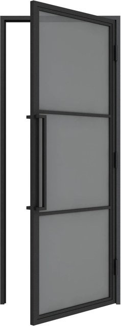 inova Loft Glastür Grauglas mit 3 Feldern und Zarge, Komplettset in Schwarz, DIN Rechts, B: 83,4 cm, H: 197,2 cm - Bild 1