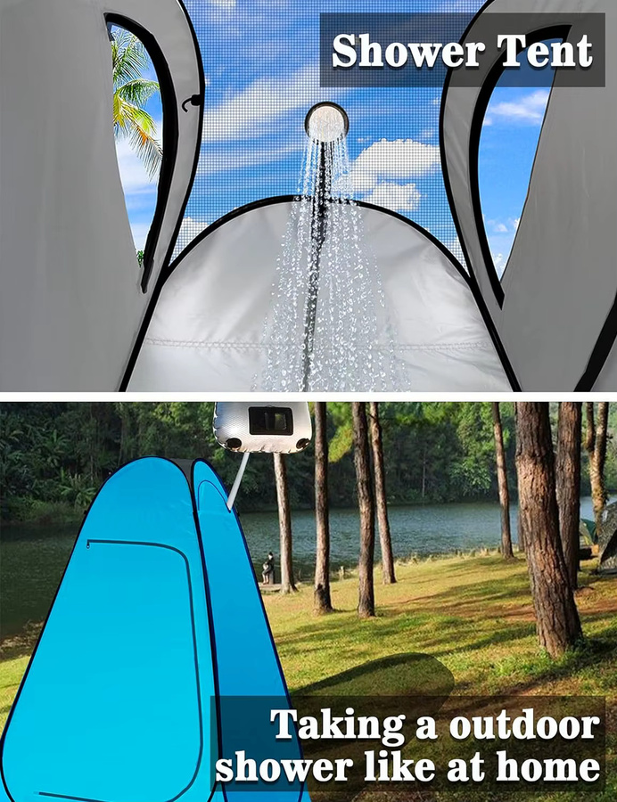 Vremota Tragbares Strand-Dusch- und Umkleidezelt in Blau als mobiles Outdoor-WC und Privatsphäre-Zelt für Angel- und Fotografie-Aktivitäten mit Sonnen- und Regenschutz - Bild 3