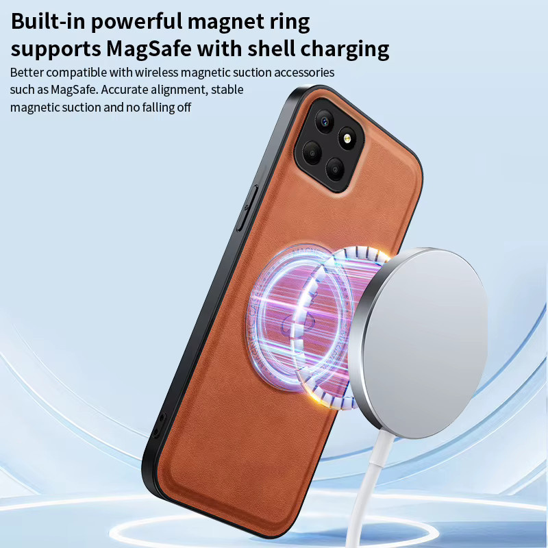 Magnetische Leder-Schutzhülle für Honor X7C X8B X8C X9C X9B X9A 400 200 Magic 7 Pro Lite mit Ständer und kabelloser Ladefunktion in Blau - Bild 3
