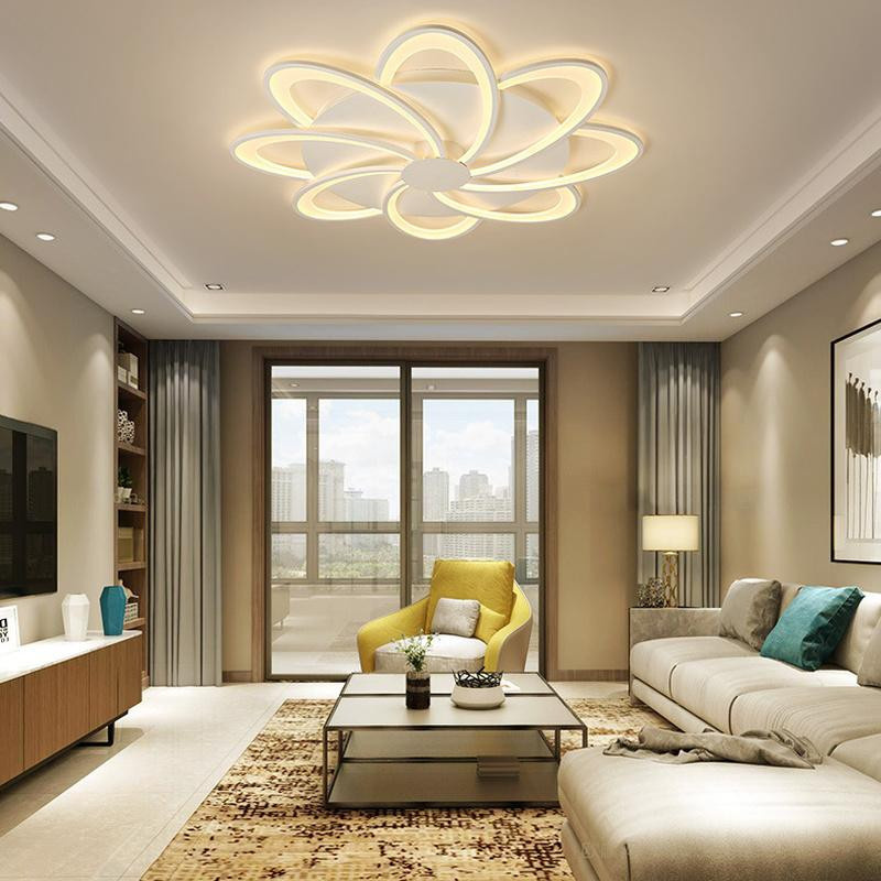 Yuda Lighting Moderne LED-Blumen-Deckenleuchte in Weiß mit Fernbedienung und Drei-Farben-Licht - Bild 2