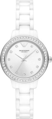 Emporio Armani Armbanduhr, Quarzwerk, Keramikarmband, 32 mm, Silbernes Zifferblatt, Wasserdicht 50 m, Damen - Bild 1