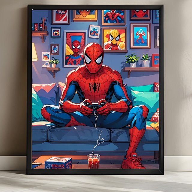 Beast Kingdom DIY-Diamantmalerei Set Cartoon-Spider-Man 5D-Diamantmosaik in Multicolour, Durchmesser: 25,0 cm - Bild 1