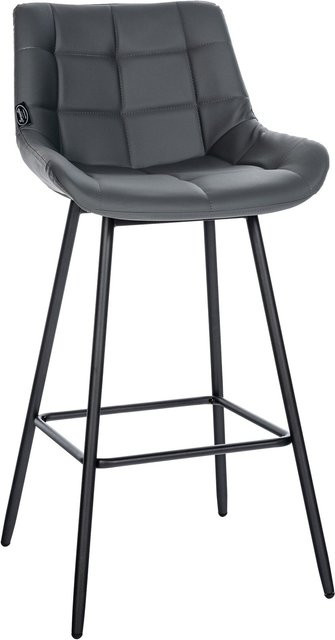 CLP Barhocker Weston Barstuhl mit Steppmuster in Grau aus Samt oder Kunstleder und Metallgestell - Bild 1