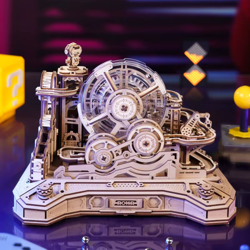 Robotime Rokr Pinball Model Gear Ball Challenge, 3D-Holzpuzzle-Modellbausatz, Holz - Bild 2
