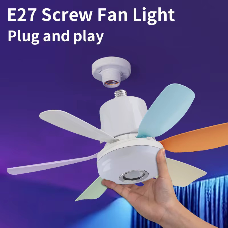 BENEWTON Smart RGB Deckenventilator mit E27-Sockel, LED-Licht, Lautsprecher und Fernbedienung, dimmbar, Farbe: Weiß/Multicolor - Bild 3