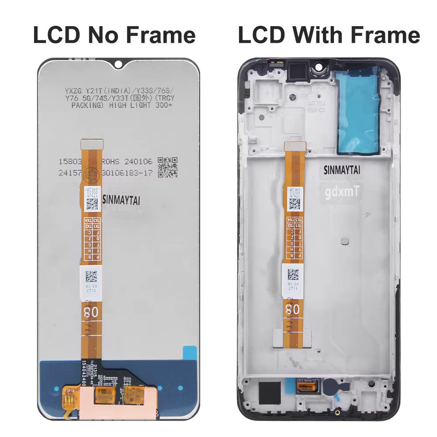 LCD-Display mit Rahmen und Touchscreen als Ersatz für vivo y33s v2109, 6.58 Zoll, Schwarz - Bild 2