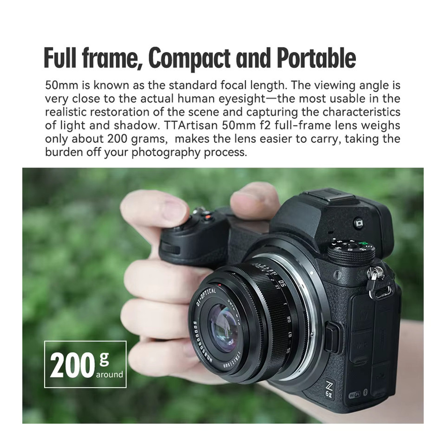 TTArtisan 50mm F2 Vollformat Manuelles Porträt-Objektiv in Schwarz für Sony E, Nikon Z, Fuji X, Leica und Sigma L-Mount - Bild 3