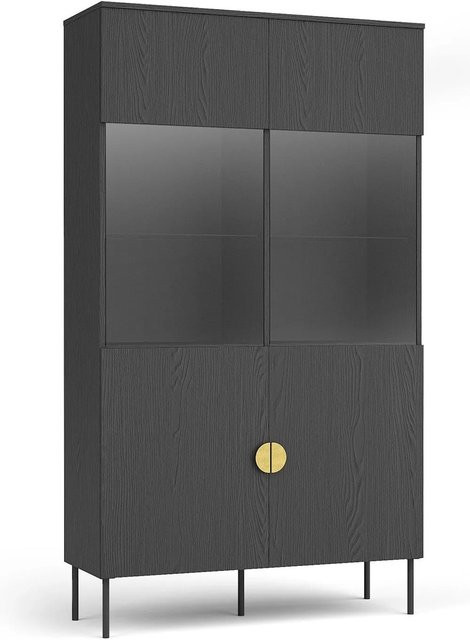 Feldmann-Wohnen Vitrine Mond in Anthrazit mit Glastüren und Soft-Close-Funktion, B/T/H: 106 x 40 x 187 cm - Bild 1