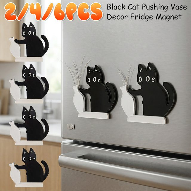 APWIKOGER Acryl Katzenbart-Sammlungsornamente Magnetische Cartoon-Katzenhaar-Aufbewahrungsbox in Schwarz - Bild 1